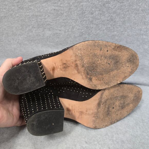 Rebecca Minkoff Blake Suede Studded Heeled Booties Size 10 - Picture 5 of 11